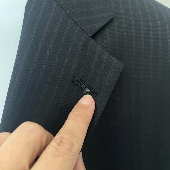 Vtg 90s PinStripe Mens Blazer 46R Preppy Wall Street USA Business Y2K Sopranos - Picture 14 of 16